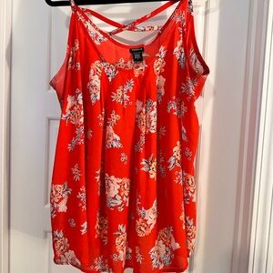 Torrid Vibrant Red Floral Blouse